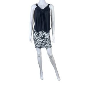Ann Taylor Black & White Leopard Mini Pencil Skirt